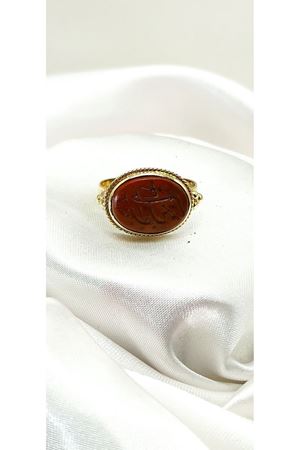 Antika Elişi Akik Mühür Yüzüğü