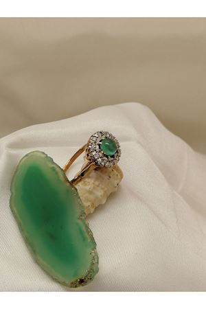 Antika Elişi Gül Modeli Anturaj Turmalin Taşlı Pırlanta Rus Yapımı