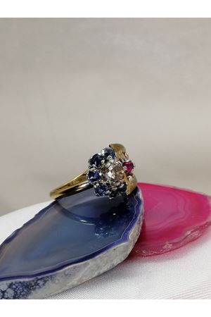 Antika Elişi Pırlanta Safirli Ayyıldız Yüzük