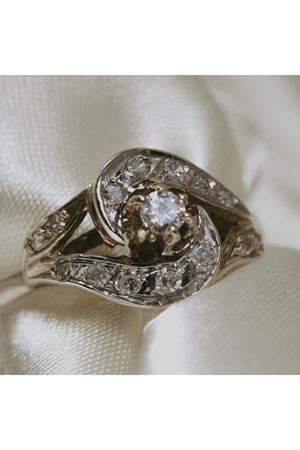 Antika Elişi Salyangoz Modeli Pırlanta Taşlı yüzük