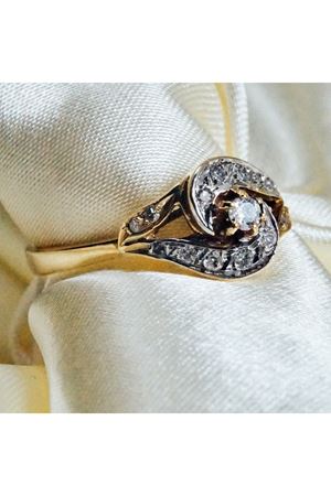 Antika Elişi Salyangoz Modeli Pırlanta Taşlı yüzük