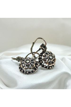 Antika Elmas Taşlı Askılı Sallantılı Gül Küpe