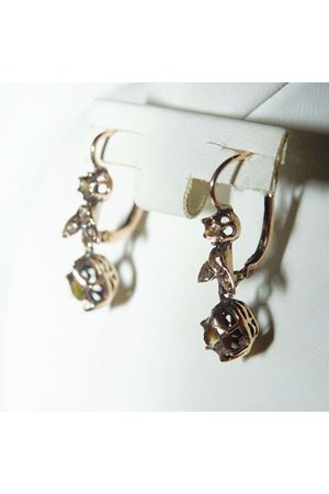 Antika Elmas Taşlı Askılı Sallantılı Yapraklı Pilsa Küpe