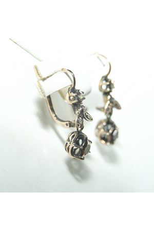 Antika Elmas Taşlı Askılı Sallantılı Yapraklı Pilsa Küpe