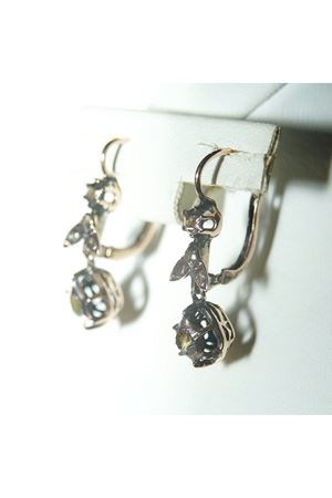 Antika Elmas Taşlı Askılı Sallantılı Yapraklı Pilsa Küpe