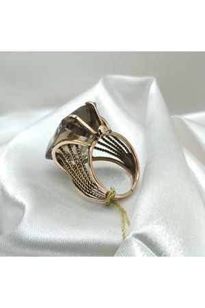 Antika Elişi Dumanlı Topaz Taşlı Yüzük