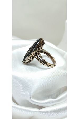 Vintage tasarım Elmas taşlı mekik yüzük 