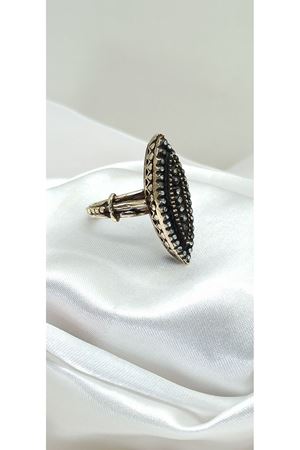 Vintage tasarım Elmas taşlı mekik yüzük 