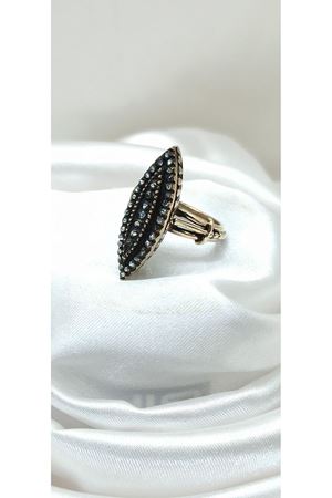 Vintage tasarım Elmas taşlı mekik yüzük 