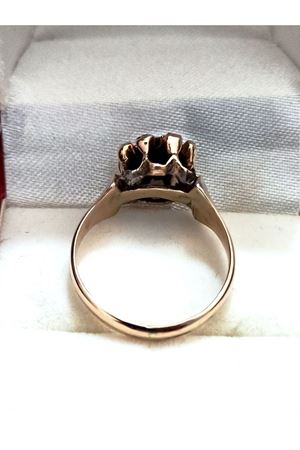 Antika Fransız El İşi Yakut taşlı Elmas Kakmalı Anturaj Modeli Yüzük