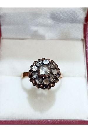 Antika Elmas Taşlı Gül Yüzük