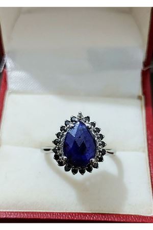 Vintage tasarım Platin Modeli anturaj Safir Yüzük