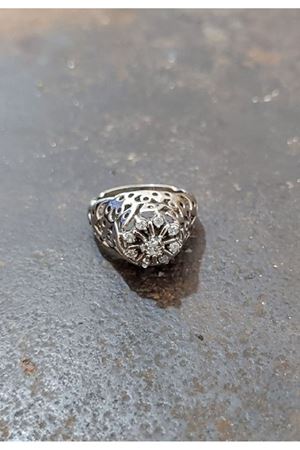 Vintage tasarım   Platin modeli kazayağı Pırlanta Taşlı yüzük