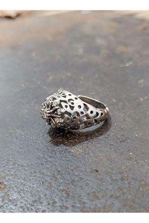 Vintage tasarım   Platin modeli kazayağı Pırlanta Taşlı yüzük