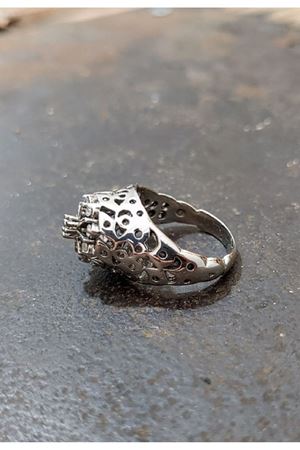 Vintage tasarım   Platin modeli kazayağı Pırlanta Taşlı yüzük