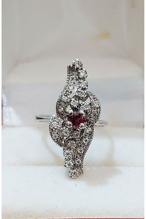 Vintage Tasarım Platin Modeli Yakutlu Fantazi Mekik Yüzük