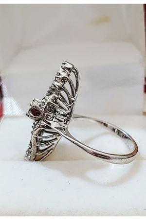 Vintage Tasarım Platin Modeli Yakutlu Fantazi Mekik Yüzük