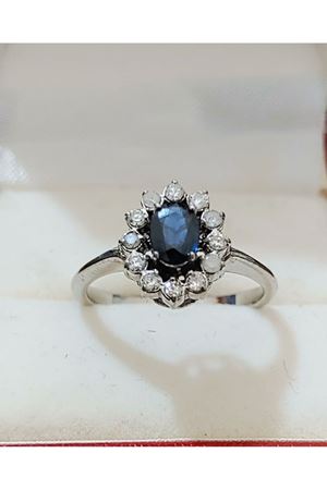 Platin Modeli Vintage Tasarım  Safir Yüzük