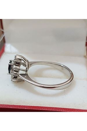 Platin Modeli Vintage Tasarım  Safir Yüzük