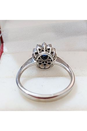 Platin Modeli Vintage Tasarım  Safir Yüzük