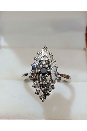 Platin Modeli Vintage Tasarım Safir Yüzük