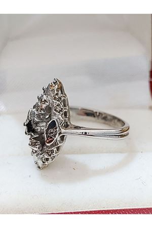 Platin Modeli Vintage Tasarım Safir Yüzük