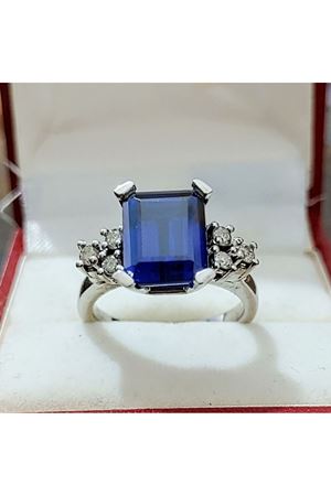 Vintage Tasarım Platin Modeli Safir taşlı Pırlanta Yüzük