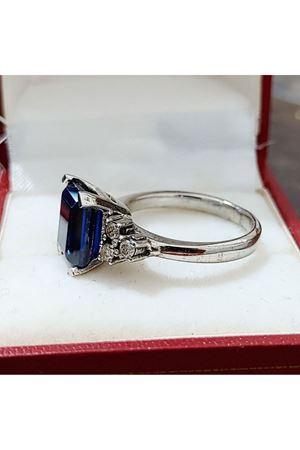 Vintage Tasarım Platin Modeli Safir taşlı Pırlanta Yüzük