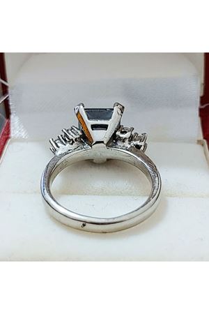 Vintage Tasarım Platin Modeli Safir taşlı Pırlanta Yüzük