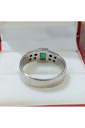 Vintage Tasarım Zümrüt Taşlı Yüzük