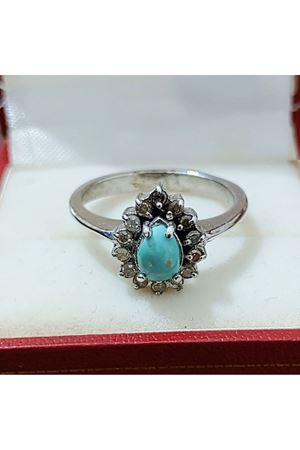 Anturaj Platin Modeli Pırlanta Firuze Yüzük