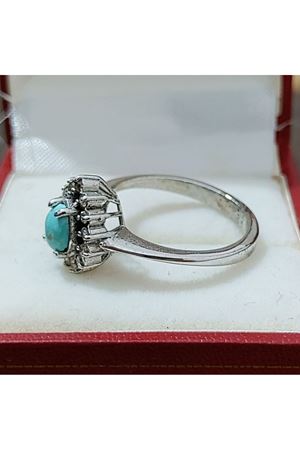 Anturaj Platin Modeli Pırlanta Firuze Yüzük