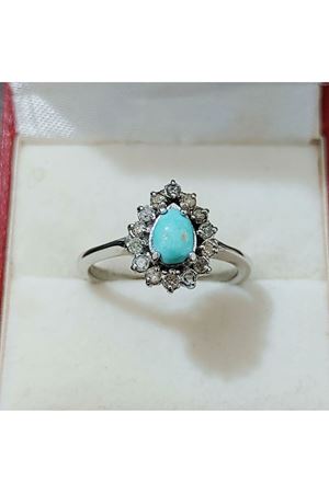 Anturaj Platin Modeli Pırlanta Firuze Yüzük