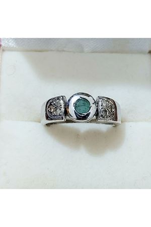 Vintage Tasarım Platin Modeli  Zümrüt ve Pırlanta Taşlı Yüzük