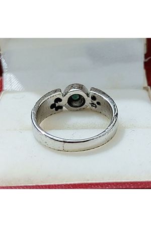 Vintage Tasarım Platin Modeli  Zümrüt ve Pırlanta Taşlı Yüzük