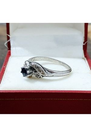 Vintage Tasarım Platin Modeli Safir Pırlanta Yüzük