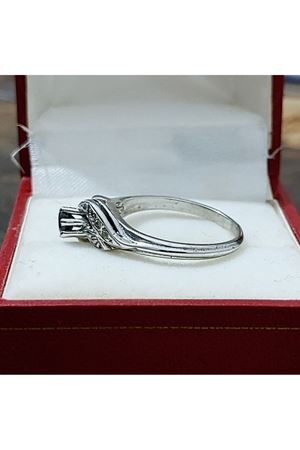 Vintage Tasarım Platin Modeli Safir Pırlanta Yüzük