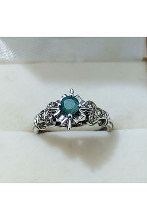 Vintage Tasarım Platin Modeli Zümrüt Pırlanta Yüzük