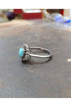 İkinci El  Firuze Anturaj Pırlantalı Yüzük