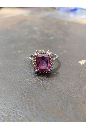 Vintage Tasarım Anturaj Pırlanta Taşlı Ametist Yüzük