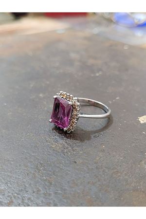 Vintage Tasarım Anturaj Pırlanta Taşlı Ametist Yüzük