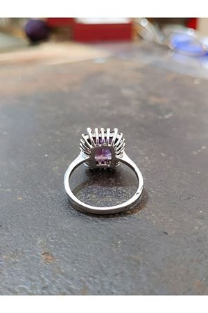 Vintage Tasarım Anturaj Pırlanta Taşlı Ametist Yüzük