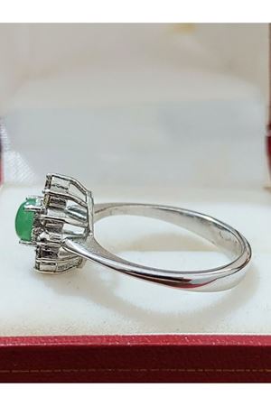 Vintage Tasarım Platin Modeli Zümrüt Taşlı Anturaj Pırlanta Yüzük 2