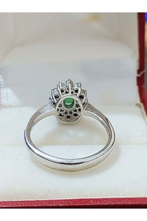 Vintage Tasarım Platin Modeli Zümrüt Taşlı Anturaj Pırlanta Yüzük 2