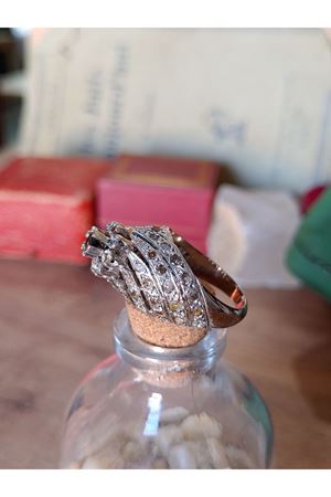 Vintage Tasarım Platin Modeli Safir ve Pırlanta taşlı Kazayağı Yüzük