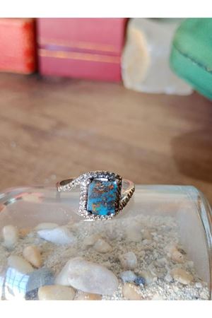 Vintage Tasarım Firuze Taşlı Anturaj Pırlanta Yüzük