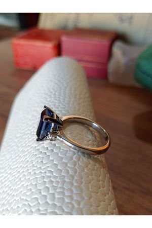 Vintage Tasarım Platin Modeli Safir Taşlı Pırlanta Yüzük 2