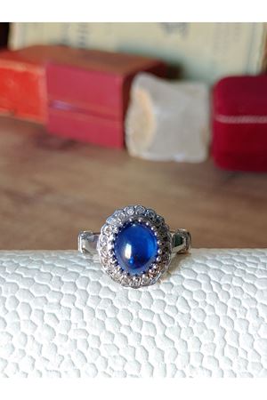 Vintage Tasarım Platin Modeli Safir Taşlı Pırlanta Anturaj Yüzük