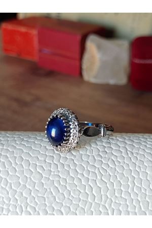 Vintage Tasarım Platin Modeli Safir Taşlı Pırlanta Anturaj Yüzük