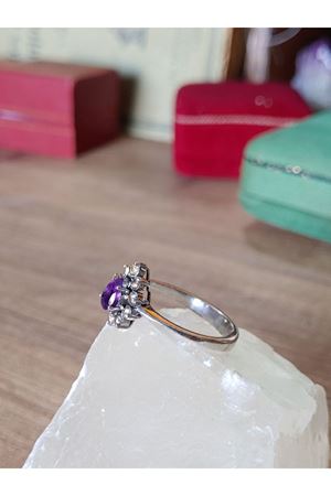 Vintage Tasarım Ametist Taşlı Anturaj Modeli Damla Temalı Yüzük
